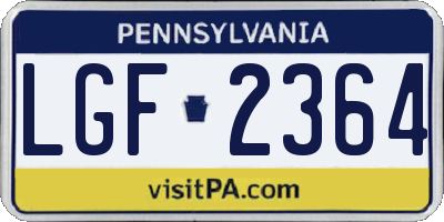 PA license plate LGF2364
