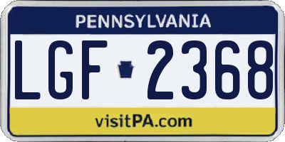 PA license plate LGF2368