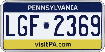 PA license plate LGF2369
