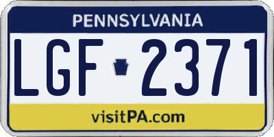 PA license plate LGF2371