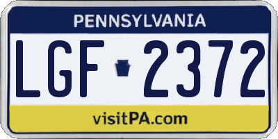 PA license plate LGF2372