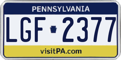 PA license plate LGF2377
