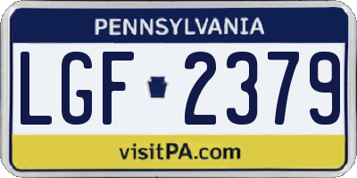 PA license plate LGF2379