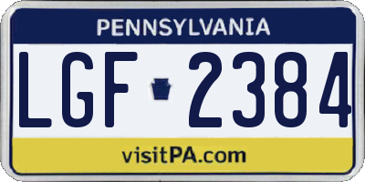 PA license plate LGF2384