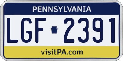 PA license plate LGF2391