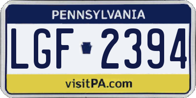 PA license plate LGF2394