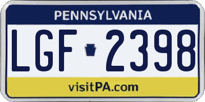 PA license plate LGF2398