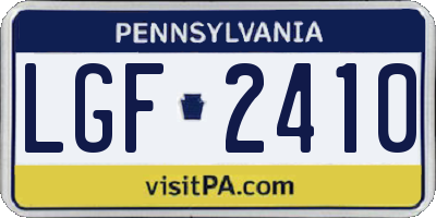 PA license plate LGF2410