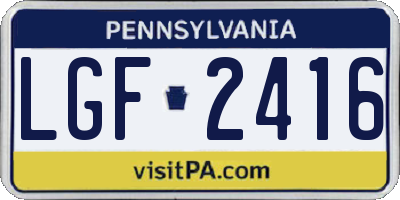 PA license plate LGF2416