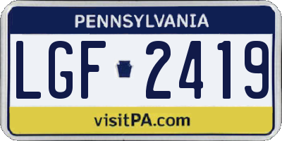 PA license plate LGF2419