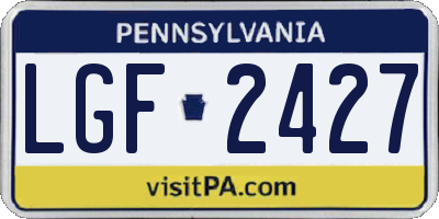PA license plate LGF2427