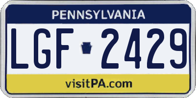 PA license plate LGF2429