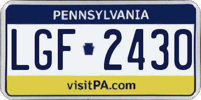 PA license plate LGF2430