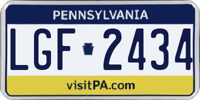 PA license plate LGF2434