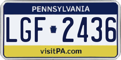 PA license plate LGF2436