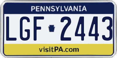 PA license plate LGF2443