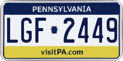 PA license plate LGF2449