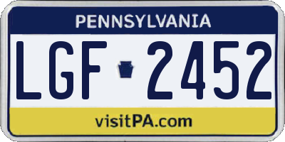 PA license plate LGF2452