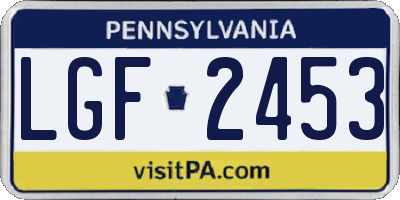 PA license plate LGF2453