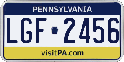 PA license plate LGF2456