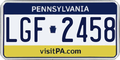 PA license plate LGF2458