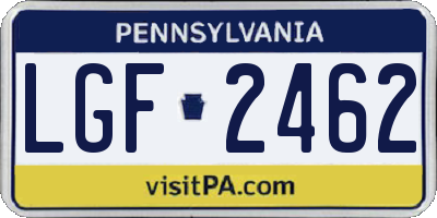 PA license plate LGF2462
