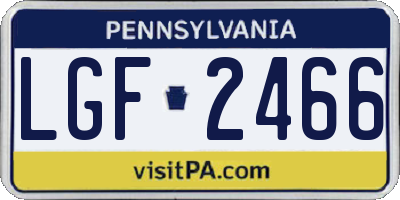 PA license plate LGF2466