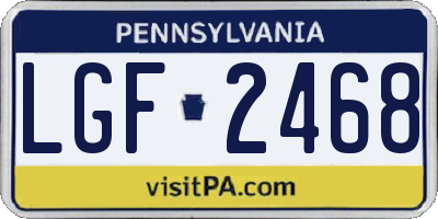 PA license plate LGF2468