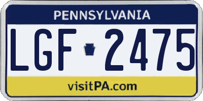 PA license plate LGF2475