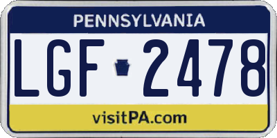 PA license plate LGF2478