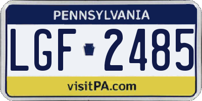 PA license plate LGF2485