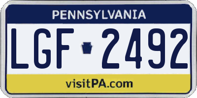 PA license plate LGF2492