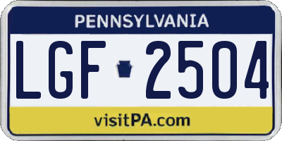 PA license plate LGF2504