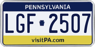 PA license plate LGF2507