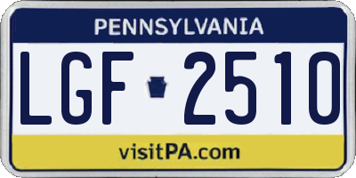 PA license plate LGF2510