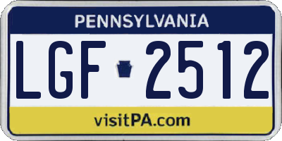 PA license plate LGF2512