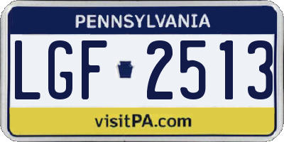 PA license plate LGF2513