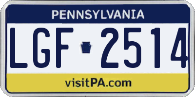 PA license plate LGF2514