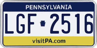 PA license plate LGF2516