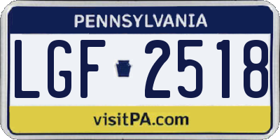 PA license plate LGF2518