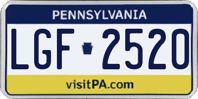 PA license plate LGF2520