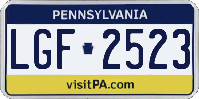 PA license plate LGF2523