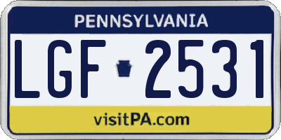 PA license plate LGF2531