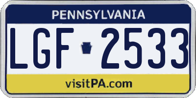 PA license plate LGF2533