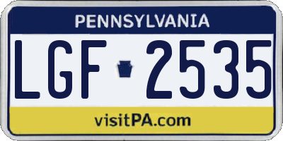 PA license plate LGF2535