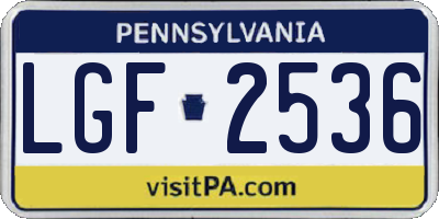 PA license plate LGF2536