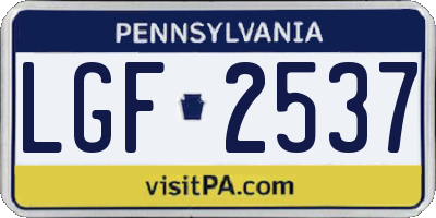 PA license plate LGF2537