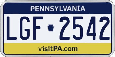 PA license plate LGF2542