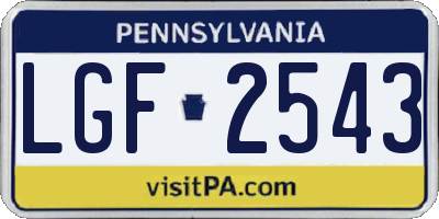 PA license plate LGF2543
