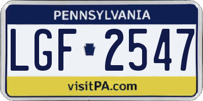PA license plate LGF2547